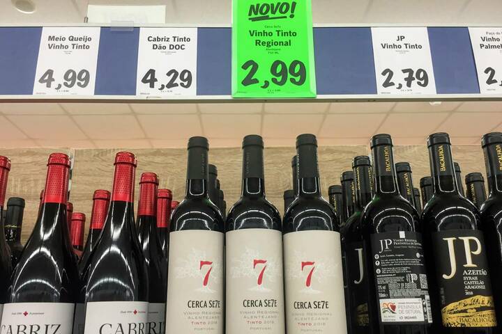Getränkepreise im portugiesischen Supermarkt Preise Wein Portugal
